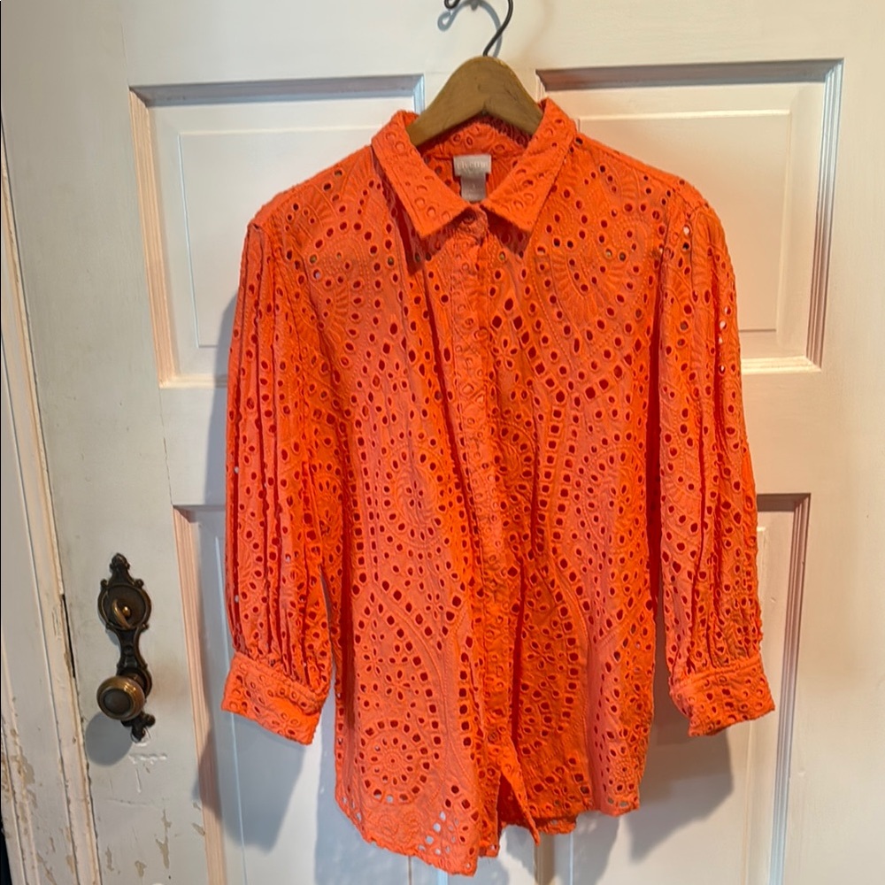 Chico's Bright Orange Men's Button-Down Shirt